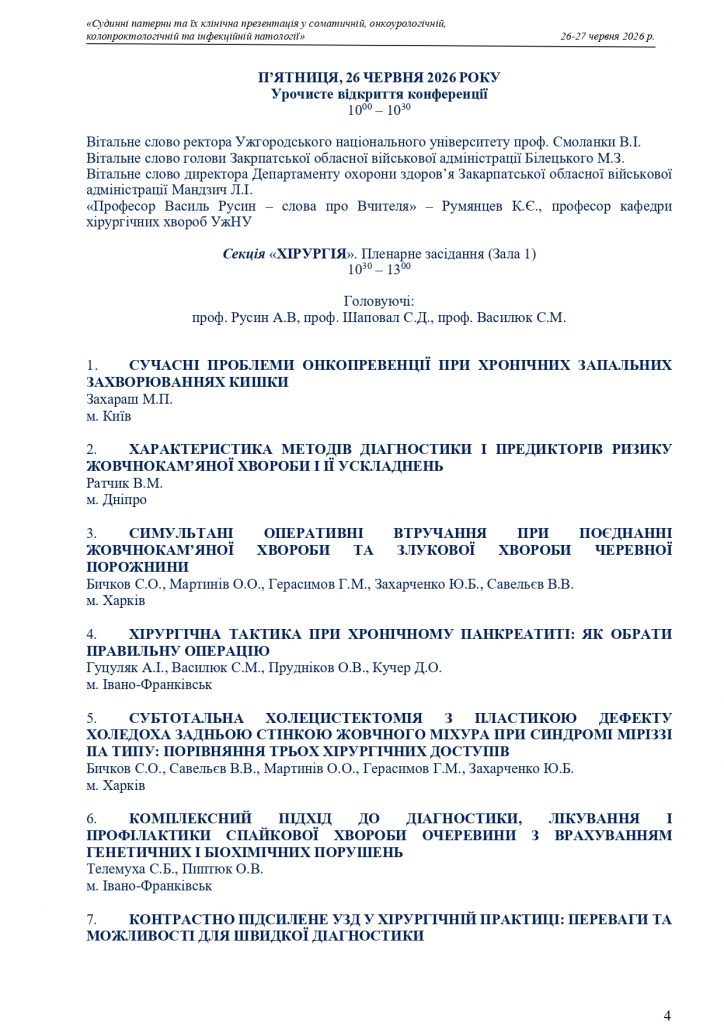 Судинні патерни та їх клінічна презентація у соматичній, онкоурологічній, колопроктологічній та інфекційній патології